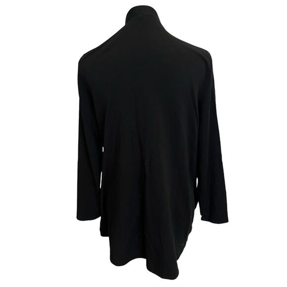 Eileen Fisher Cardigan Medium Black Tencel Zip System Stretch Minimal Sweatshirt - Picture 5 of 8